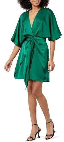The Drop Abito da Donna, Estelle, Corto, con Scollo a V Profondo e Allacciatura sul Davanti, Verde Malachite, XL