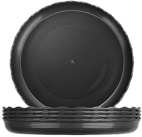 Chuboir 5 Pack Plant Pot Saucers 30cm, Durable Thicker Plastic Plant Saucer, Round Flower Plant Pot Drip Trays for Indoor Outdoor Garden (30cm / 11.8 inch, Black)