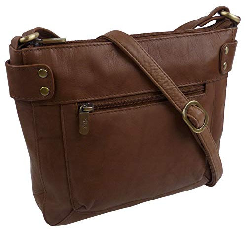Gigi Damen Umhängetasche Handtaschen aus Leder in Mittelbraun, Mittelbraun, One Size