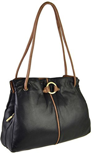 Gigi Othello Collection Damen Handtasche aus weichem Leder, Schwarz / Honigfarben, Schwarz/Honig