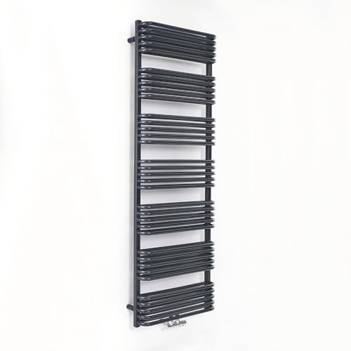 Milano Bow Black D Bar Middle Connection Heated Towel Rail - 1800mm x 600mm