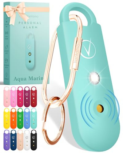 Vantamo Taschenalarm Extra Laut 130dB Mit 2 Lautsprechern Für Selbstverteidigung Frauen, Hell Taschenlampe & Batteriewarnung, Alarm Für Frauen Unterwegs Mit Schlüsselanhänger