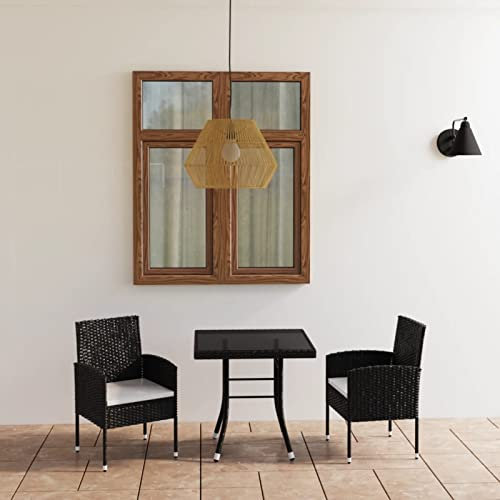 NITCA Polyrattan Sitzgruppe 3 Personen Rattanmöbel Gartenmöbelset Rattan Essgruppe Gartentisch und 3 Gartenstühle Rattan Sitzgruppe Gartenset Polyrattanmöbel 80 cm Tischlänge Schwarz und Weiß