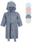 KAKU NANU Bademantel Kinder Jungen Baumwolle Frottee Baby Kinderbademantel mit Kapuze Bathrobe Morgenmantel Blau 104 110 116