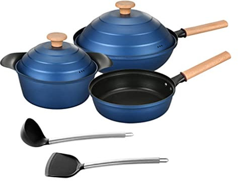 FEIGUO Juego de ollas antiadherentes para Cocina de inducción de Hierro Fundido, Juego de Utensilios de Cocina