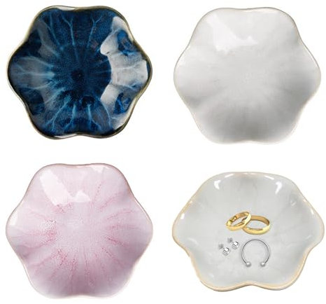 Lunyloer Keramik Schmuckschale, 3 Stück Schmuckteller 11×3.1cm, Schmucktablett Keramik Tablett Deko Schale Schmuck SchlüSsel für Ringe Ohrringe Halsketten Handschmuck äSthetik Deko