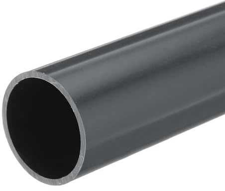 sourcing map 1.5 Inch PVC Rigid Tube Round Pipe Tubing Hardware Tubing 34.2mm ID 38mm OD 330mm/13 Dark Grey High Impact for Water Pipe