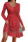 Zeagoo Weihnachtskleid Damen Pailletten Kleid Elegant Langarm Cocktailkleid V-Ausschnitt Hohe Taille Abendkleider Bodycon Partykleid Knielang Glitzerkleid Festliche Kleider EchtesRot XXL