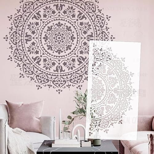 Mandala-Schablonen, 90 cm, groß, rund, Blumen-Schablonen an der Wand, Dekoration, wiederverwendbar, für Wände, Dekoration, Malerei, zum Bemalen für Möbel, S491