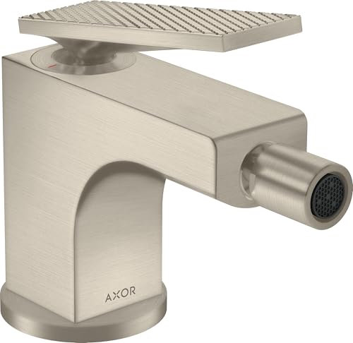 hansgrohe AXOR Citterio miscelatore per bidet, taglio a diamante, scarico a scomparsa, sporgenza 112 mm, 39201, Colorazione: Nichel spazzolato