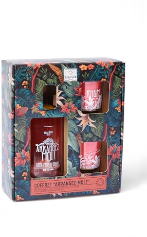 Coffret rhum arrangez-moi avec 2 verres (Litchi Fruit du Dragon)