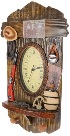 HOLIDYOYO Vintage Mediterrane Wanduhr Aus Holz Dekorative Retro Wanduhr Für Wohnzimmer Schlafzimmer Und Cafés Geräuschloses Uhrwerk Leicht Und Praktisch