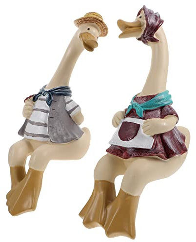 BESPORTBLE Enten Figuren Deko Wohnzimmer Schlafzimmer Gartendekor Zusammensitzendes Entenpaar Kunststofffarben Dekorative Tierhandwerksstatuen Geschenk Für Paare
