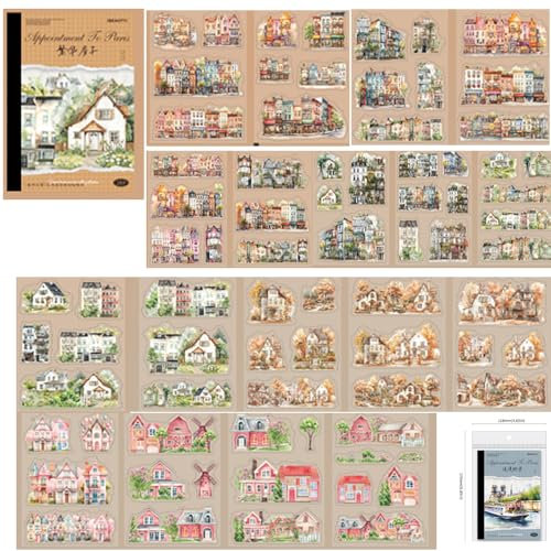 Alideco 18pcs Scrapbook Stickers Vintage European Architecture Flower Maiden Café Gourmet Sticker Book for Adults Sticker journaling Stickers for Scrapbooking (fanhuafangzi)