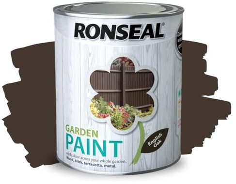 ARUUJ - Garden Paint, Fence Paints, Weather Resistant Outdoor Matt Paints, Water Based Paint For Sheds, Metal, Terracotta, Easy to Apply, Long-Lasting Colour & Protection (English Oak, 750ML)