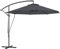 Outsunny Ombrellone Decentrato Ø3 m con Corde Antivento, Prese d'Aria, Base a Croce e Manovella, Ombrellone da Giardino Inclinabile e Girevole in Metallo e Poliestere 180 g/㎡, UV 50+, Grigio Scuro