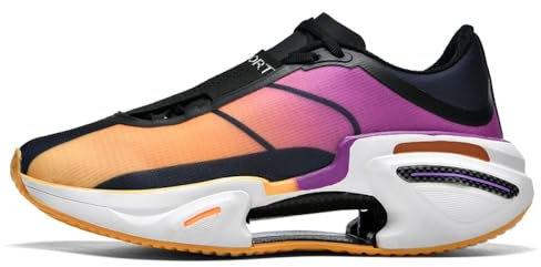 BINQER Herren Basketball Laufschuhe Sportschuhe Freizeitschuhe Leichte Atmungsaktive(Orange-Black,45 EU)