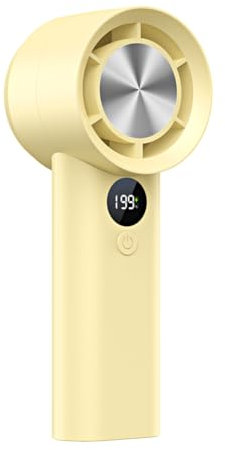 Asudaro 158mm x 61.4mm Handheld Portable Fan, Type-C Fast Charging, 16-Hour Runtime,Bladeless High Airflow Mini Fan with Digital Display for Travel/Outdoor/Home/Office (Yellow)