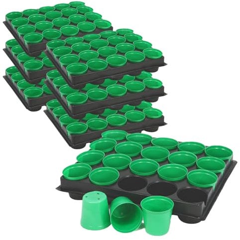 com-four® 120x Anzuchttöpfe mit Pflanzschalen - Pflanzkasten - Saatschale zum Anzüchten von Pflanzen - Anzucht-Set für 120 Pflanzen - Pflanzschalen mit Tablett (Pflanztöpfeset 2)