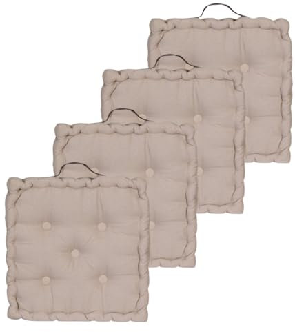 Atout Ciel 4 Bodenkissen, 40 x 40 cm, mit kontrastierendem Henkel, Taupe