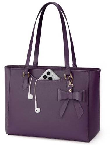 KTMOUW Handtasche Damen Groß Shopper Tasche Damen Wasserdichte Leder Tote Bag Arbeitstasche Schultertaschen Umhängetasche Henkeltasche für Business Büro Schule Lila