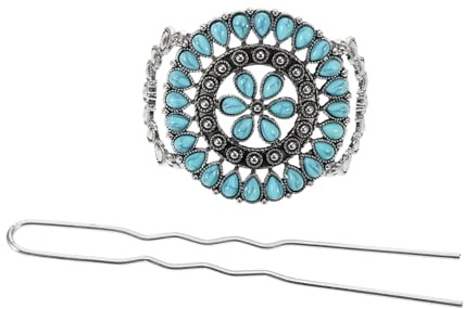WOFASHPURET Vintage Türkis Haarnadel Blumenform Haargabel Damen Chinesischer Stil Haarhalter Haarschmuck Für Hochsteckfrisuren Mit Polierter Oberfläche