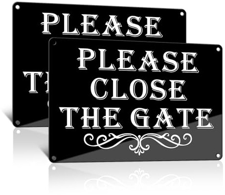 Goodvia Please Shut The Gate Signs Dog 12x8 inches Metal Keep Gate Closed Sign, Dog Running Loose Beware of The Dogs Sign Outdoor Gate x2 pack