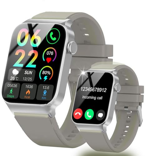 STECEi Montre Connectée Homme Femmes avec Appel Bluetooth, 1.85 Smartwatch avec 110+ Sportifs,Etanche IP68 Smart Watch, Podometre/Cardiofrequencemetre/Sommeil, Montre Sport pour iOS Android, Gris