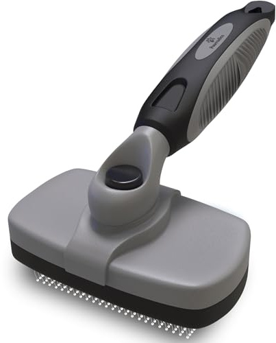 Deshedding Dog Brush for Shedding – Self Clean Cat Brush Deshedding & Grooming Tool for Long Haired and Short Haired Dogs, Slicker Brushes for Dogs, Skin-Friendly, Retractable Bristles, Easy to Clean