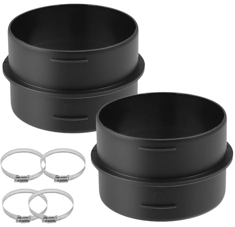 Udbrud 2PCS Raccord de conduit Raccords Ronds de 75 mm, Raccordement Gaine en T tuyau Eberspacher pour chauffage Webasto avec 4 colliers de serrage en acier inoxydable Raccord de joint