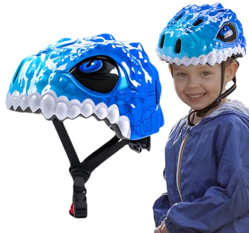 Zunetsutock Kinderfahrräder – Dinosaurier-Themen-, Multi-Sport-Sicherheitsausrüstung, stoßdämpfende Schutzkopfabdeckung, verstellbar, leicht, Roller für Kinder, Mädchen, Reitspaß