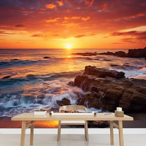 Kuletkear Wallpaper Island Beach Large Wall Mural Removable Sunset Landscape Poster Paper for Home Art Decor Ceiling Wall Decorate Kids Bedroom Room Decorations 826x589cm