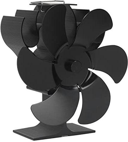 Aoresac 6 Blades Hitzendopplüfter, Selbststartes Holzverbrennungsherd -Kaminventilator Schwarzer Durchmesser 152 Mm, Effizient, Bequem, Ruhig, für Holz-, Gas- und Pelletöfen Geeignet
