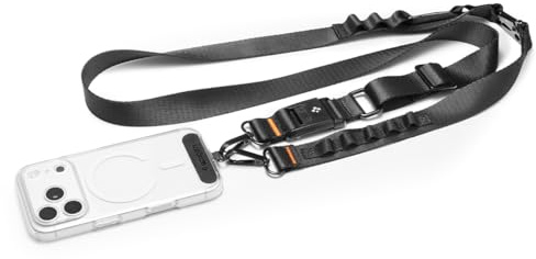 Spigen DA30M [2-in-1 Detachable Magnetic Lanyard] with MOLLE System – Universal Fit, Adjustable Crossbody & Wrist Strap, Secure & Anti-Theft Design - Black
