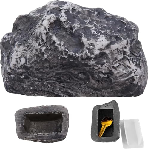 Piedra Escondida para Llaves con Compartimento Secreto, Piedra Falsa de Resina Sintética, Caja Fuerte para Llaves Exterior, Escondite de Llaves para Exteriores