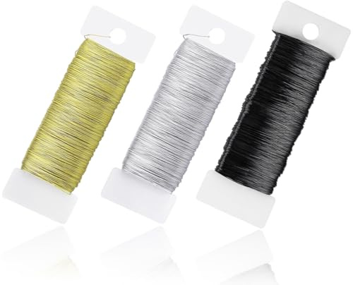 UIEXAY Alambre Fino Para Manualidades, 0,35 Mm X 150 M, 3 Rollos De Alambre Para Manualidades, Joyas, Manualidades, Flores, Floristería, Alambre Para Manualidades, Floristería, Joyería, Manuali