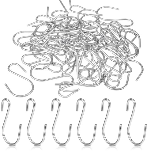 Xyembu 30 Pcs S Hooks for Hanging, Stainless Steel S Shaped Hooks, Heavy Duty S-Hook, Metal Hanging Plants Hook, Small S-Hook for Kitchen, Garden, Closet (1.7x0.9 Inches)