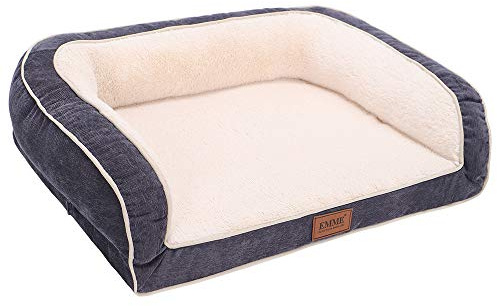 EMME Großes Hundebett-Sofa, waschbares orthopädisches Hundebett (mit abnehmbarem Bezug), wasserfestes Haustier-Sofa, quadratisches Hundesofa, 91,5 x 71 x 23 cm, Marineblau