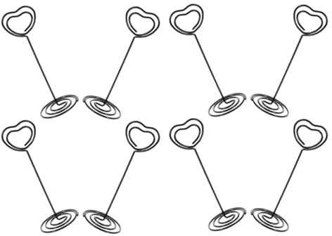 MAGICLULU Lot de 8 Pinces Porte-photos en Métal Noir, Porte-cartes de Table de Cœur 85 Mm, Supports de Photos et Porte-noms pour Mariage, Bureau et Événements, Accessoires de Bureau