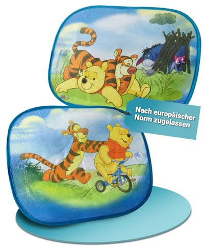 HiTS4KiDS - Sonnenschutz Auto Baby mit UV Schutz 2er Set - Sonnenschutz Auto für Kinder mit Saugnäpfen - Sonnenschutz Auto für Seitenscheiben - Auto Fenster Verdunkelung Winnie Pooh - 44 x 36 cm