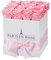 PARIS EN ROSE Rosenbox ECKIG | mit 12 rosa Infinity Rosen Größe XL | eckige, weiße Box mit Schleife | ewige Rose | 3 Jahre haltbar | Grußkarte
