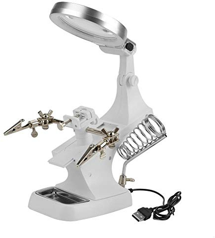 EBTOOLS 3X/4.5X Löthilfe Desktop Lupe mit 10 LED Licht, LED Dritte Hand für Arbeit und Industrie
