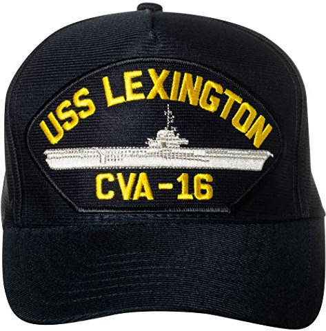 United States Navy USS Lexington CVA-16 Flugzeugträger Schiff Emblem Patch Hut Marineblau Baseball Cap, Marineblau, Einheitsgröße