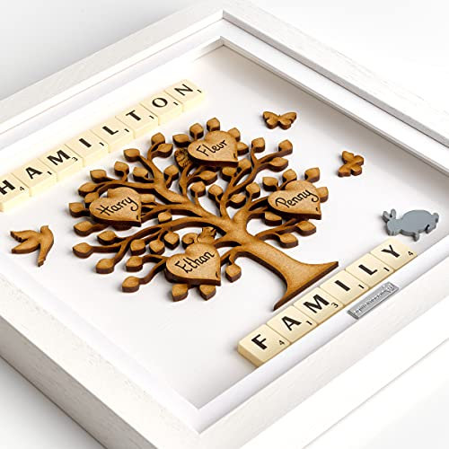 Our family tree | Framed family tree | Personalised Family Tree Gift Frame | Wooden Family Tree Picture Frame Present Family Gift Christmas