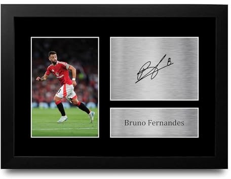 HWC Trading BLK FR Bruno Fernandes Gifts Printed Signed Autograph Picture for Fans and Supporters - A4 Framed