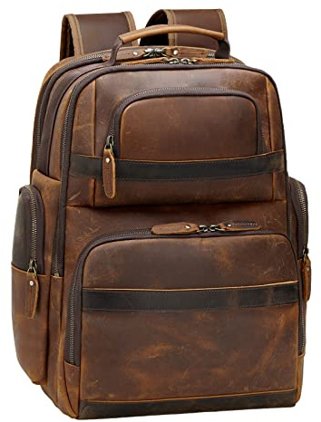 TIDING Leather Backpack for Men 15.6 Inch Laptop Business Travel Daypack