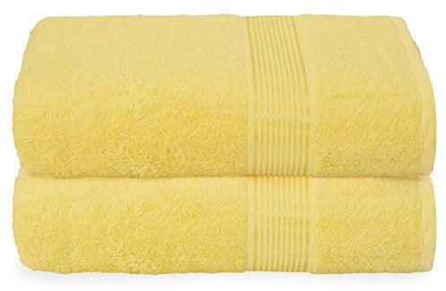 GLAMBURG Baumwolle 2er-Pack übergroße Badetücher 100 x 150 cm, große Badetücher, Ultra saugfähig, kompakt, schnell trocknend und leicht, Gelb