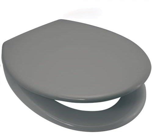 New 18 Grey Wooden Toilet SEAT Bathroom with Fittings Easy Clean Heavy Duty