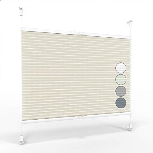 ALOHA Plissee ohne Bohren Klemmfix Creme / 65x130cm / Breite x Höhe | Faltrollo Plisseerollo Blickdicht Sonnenschutz Jalousie für Fenster & Tür
