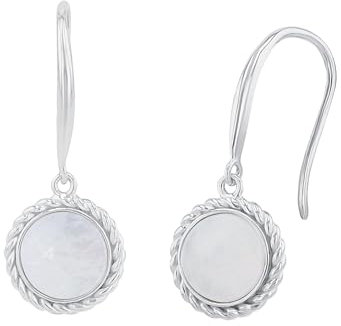 Amor Ohrhänger 925 Sterling Silber Perlmutt Damen Ohrschmuck, 2,4 cm, Silber, Kommt in Schmuck Geschenk Box, 2036015